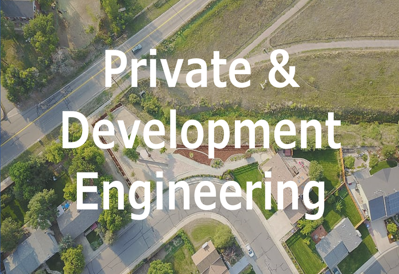 Private and Development Engineering Subdivision with text Civil engineering and surveying services private and development engineering